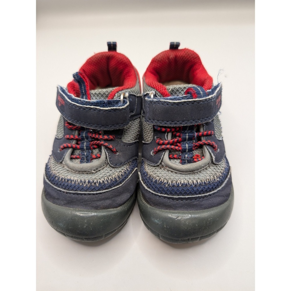 OshKosh B'gosh Spears Boys' Sneakers Blue Grey w/ Red Bungee Lace Bump Toe